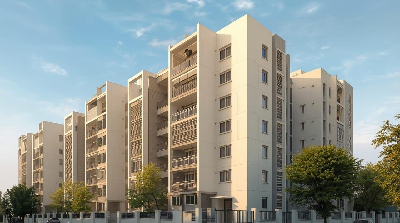2BHK apartment exterior in residential complex