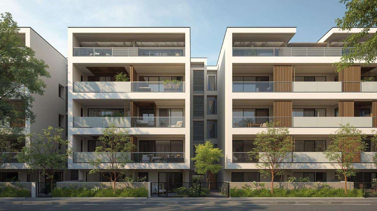 Modern apartment building exterior view