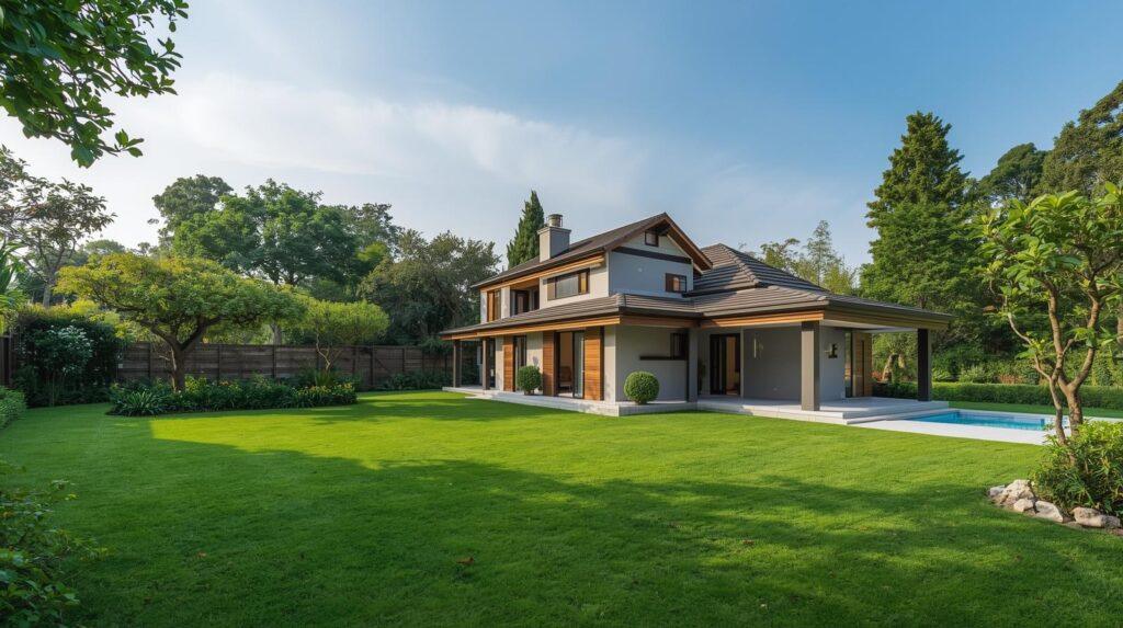 Independent villa front elevation in gated community