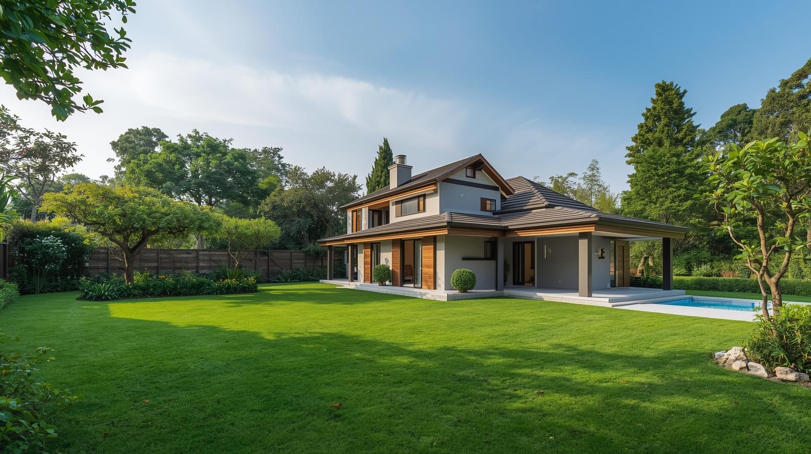 Independent villa front elevation in gated community